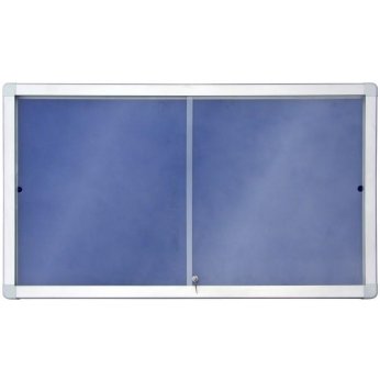 Interiérová vitrína s posuvnými dveřmi 97 x 70 cm (8xA4) modrý filc