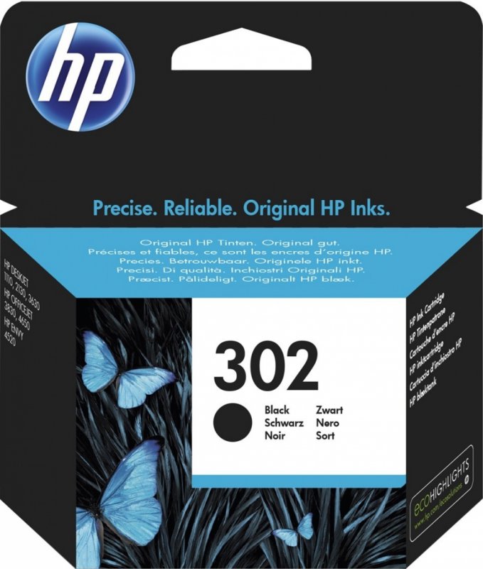 HP 302 black F6U66AE - originální